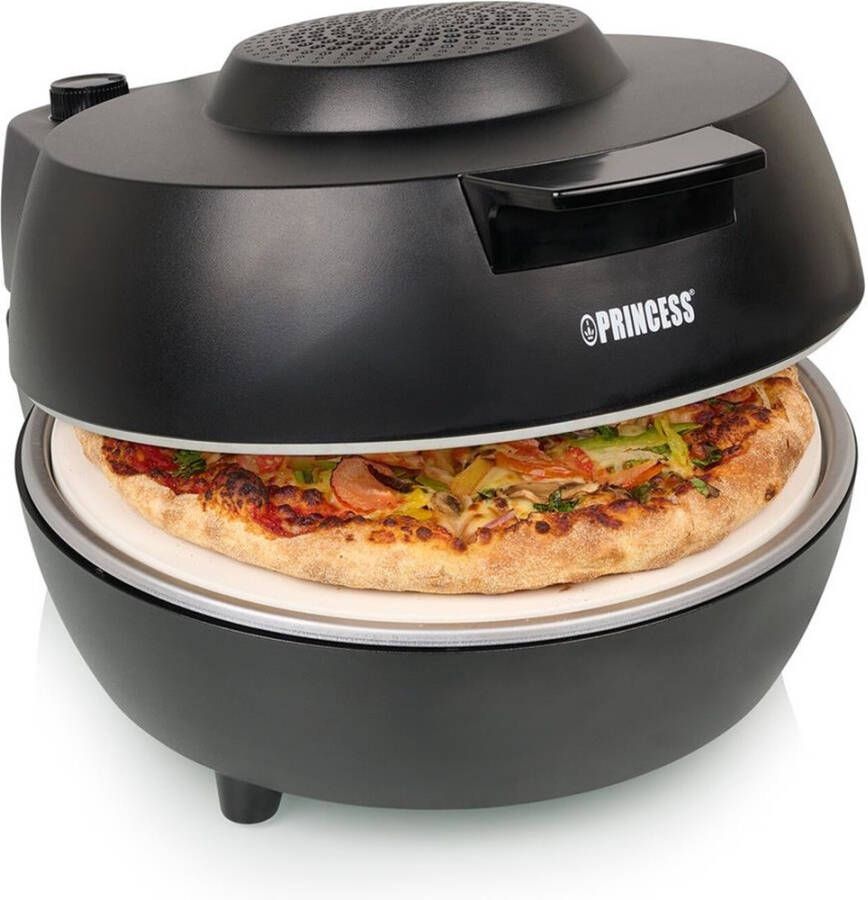 Princess 115005 Pizzaoven Pizzamaker en oven Regelbare thermostaat en timer 1200W Keramische pizzasteen 410 graden diameter 30cm Zwart - Foto 1