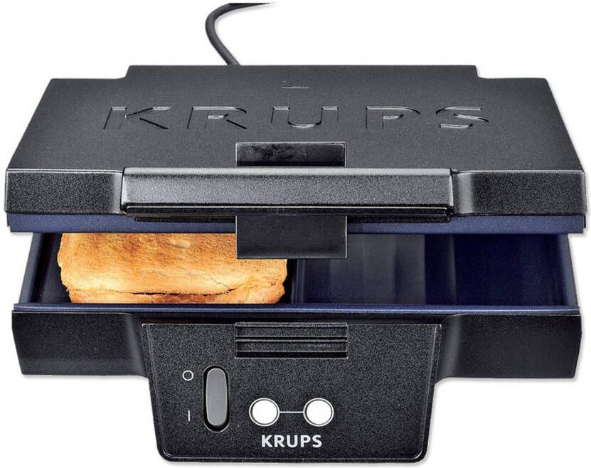Krups Sandwichmaker FDK452 brede bladen temperatuurcontrolelampje praktische handgreep compact - Foto 1