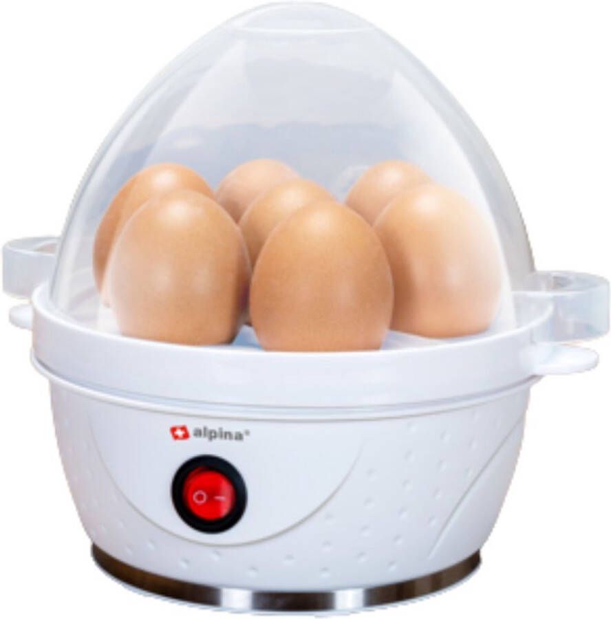 Alpina Elektrische Eierkoker Voor 7 Eieren Incl. Maatbeker Eierrek en Eierprikker 230V 320-380W Waarschuwingssignaal Antislip Zacht Medium of Hardgekookte Eieren - Foto 1