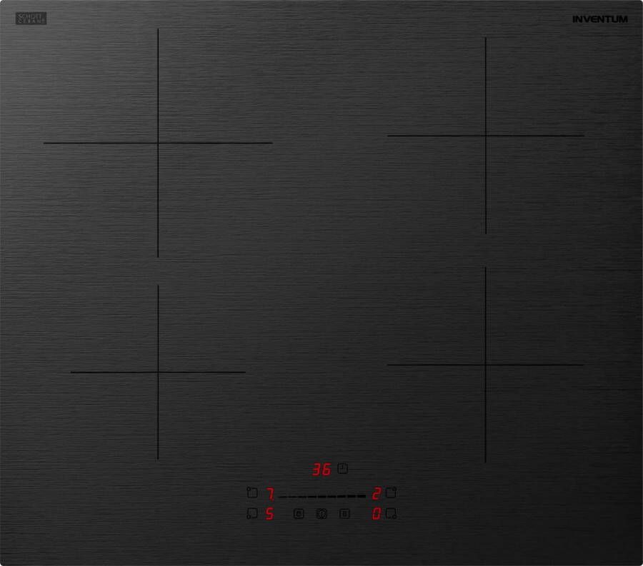 Inventum IKI6008MAT Inbouw inductie kookplaat 60 cm 4 kookzones 1-fase plug & play Randloos Matzwart - Foto 1