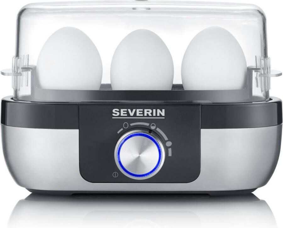 Severin EK 3163 Eierkoker electrisch 3 eieren zilver zwart - Foto 1